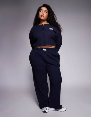 Weekend Collective Curve - Jogginghose in Marineblau mit weitem Bein und Nylon-Detail, Kombiteil