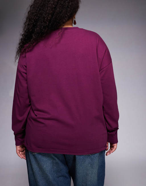Weekend Collective Curve - Langærmet lilla T-shirt med bjerg- og skiprint, 4 af 4