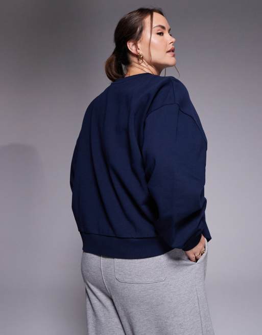 Weekend Collective Curve - Marineblå sweatshirt med grafik, 4 af 4