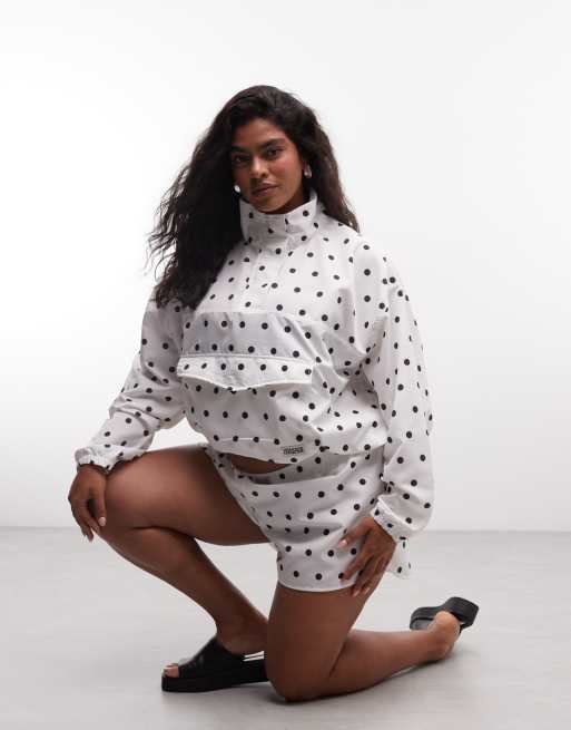 Weekend Collective Curve nylon track jacket in white polka dot print (part of a set), 2 of 4