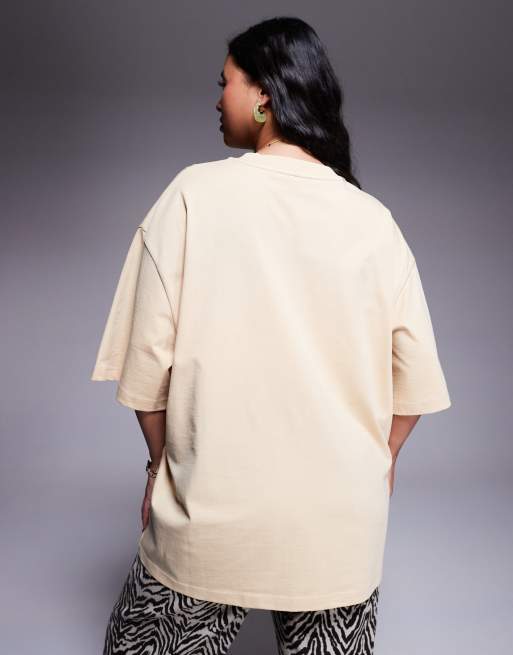 Weekend Collective Curve – Oversize-T-Shirt in Buttermilchgelb mit Kritzel-Logo, 4 von 4