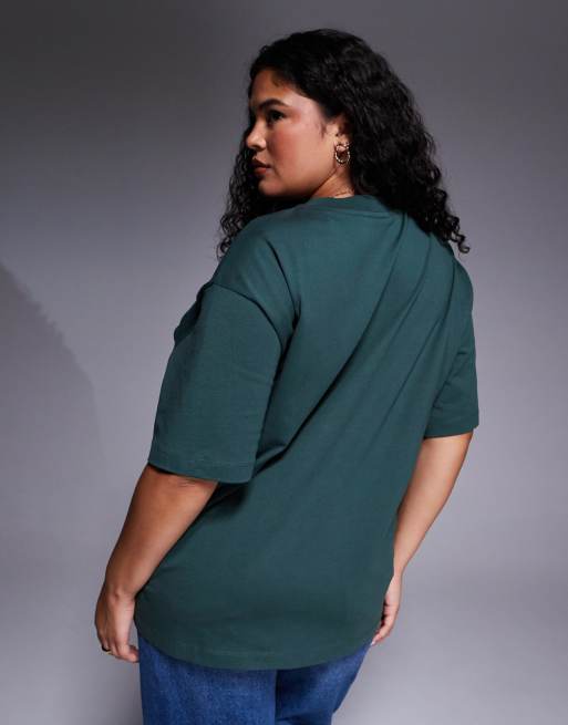 Weekend Collective Curve – Oversize-T-Shirt in Grün mit verschiedenen Schriftzug-Prints, 2 von 4