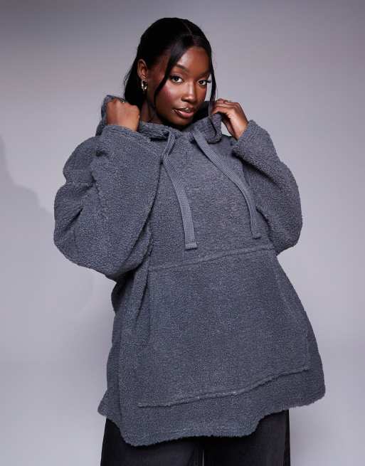 Weekend Collective Curve oversized borg hoodie in grey