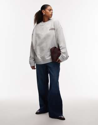 Asos Weekend Collective Weekend Collective Curve Oversized Sweatshirt With Athleisure Logo Back Graphic In Gray