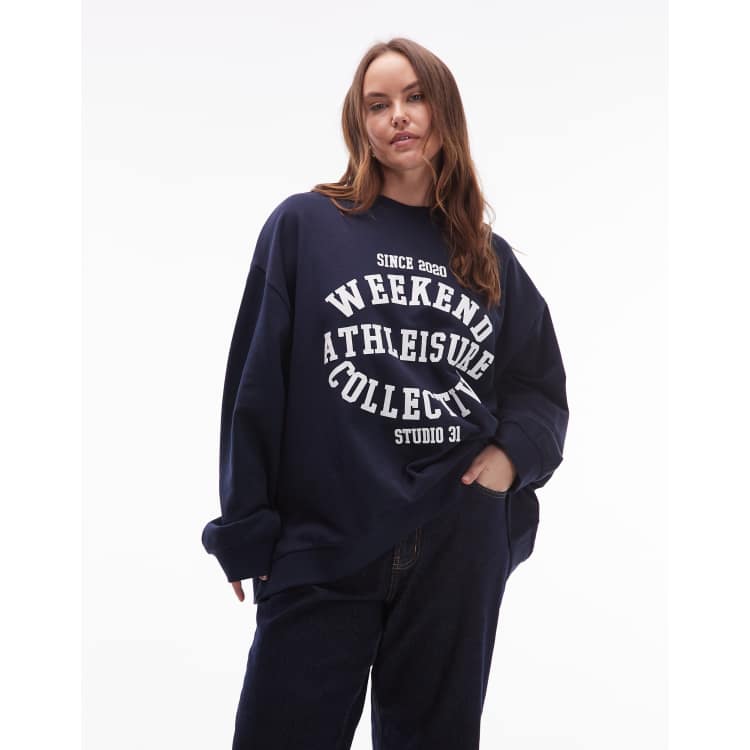 SWEATS COLLECTIVE COFFEE 上M 下XS Weekend Collective Curve oversized sweatshirt with