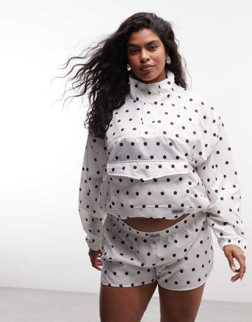 Weekend Collective Curve - Chándal de pantalones cortos y chaqueta con estampado de lunares, 2 de 3