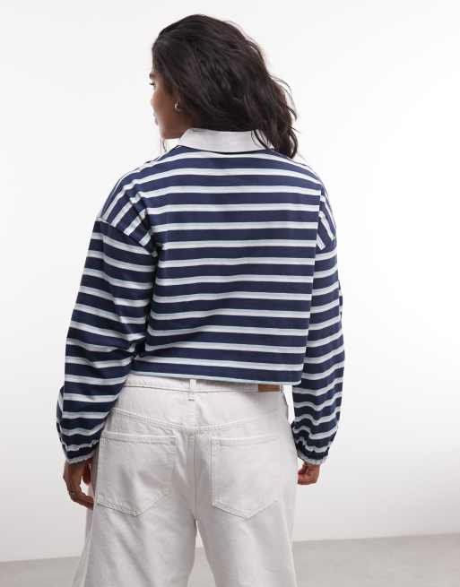 Weekend Collective Curve - Polo corta blu navy a righe, 4 di 4