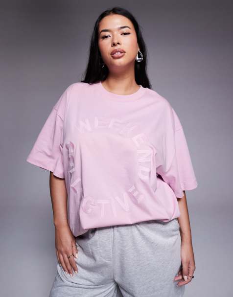 Weekend Collective Curve – Rosa t-shirt med cirkeltryck - view 1