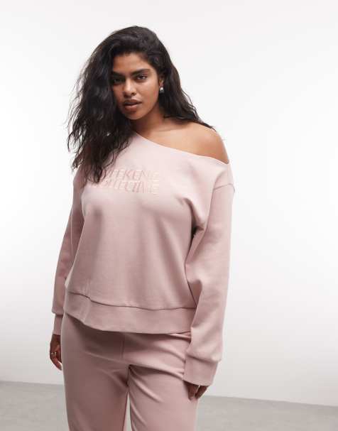 Weekend Collective Curve – Schulterfreies Sweatshirt aus Interlock-Stoff in Altrosa, Kombiteil - view 1