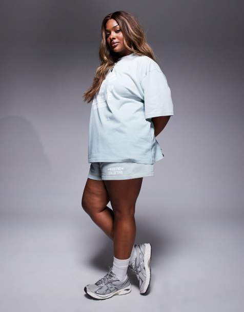 Weekend Collective Curve shorts in ombre heart print in sage green - part of a set - view 1