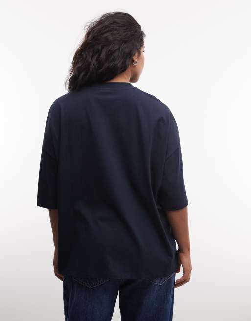 Weekend Collective Curve - T-shirt blu navy con grafica WCA, 4 di 4
