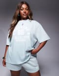 [ASOS Weekend Collective] Weekend Collective Curve t-shirt in ombre heart print in sage green (part of a set) 3XL Sage green