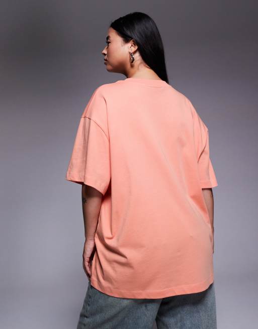 Weekend Collective Curve – T-Shirt in Pfirsich mit rundem Print, 2 von 4