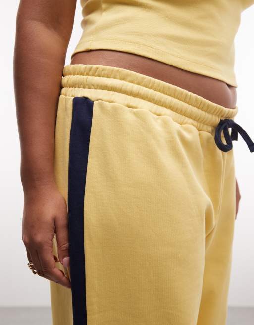 Weekend Collective Curve wide leg trackies with contrast stripe in yellow, 5 of 5