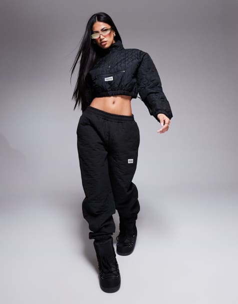 Weekend Collective - Doorgestikte co-ord set van nylon met jack en joggingbroek in zwart - view 1
