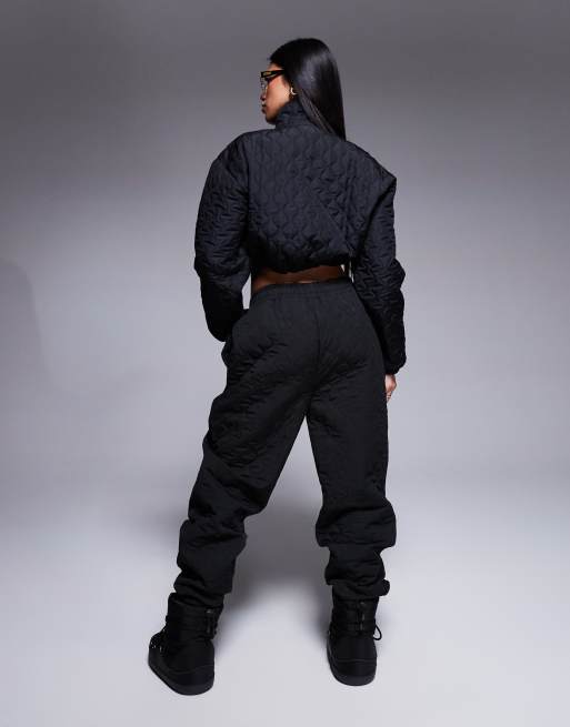 Weekend Collective - Doorgestikte joggingbroek van nylon in zwart, deel van co-ord set, 4 van 5