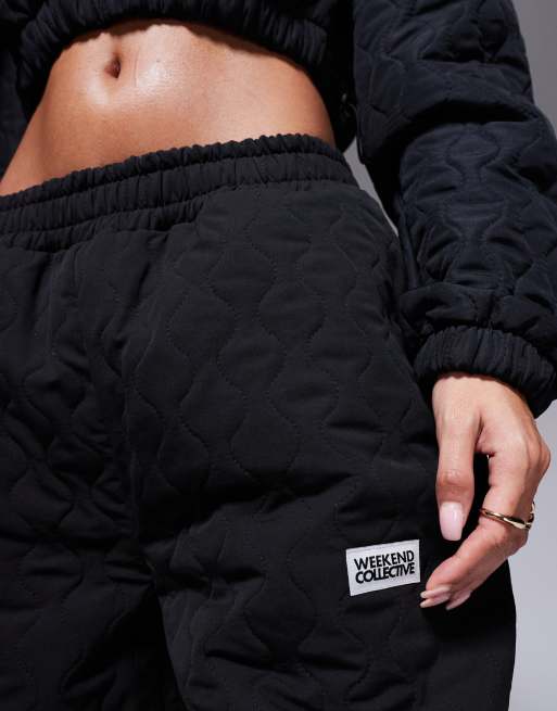 Weekend Collective - Doorgestikte joggingbroek van nylon in zwart, deel van co-ord set, 5 van 5