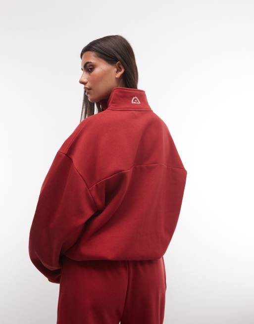 Weekend Collective ensemble 1/2 zip sweat-shirt à col cheminée avec motif rouge, 4 de 4