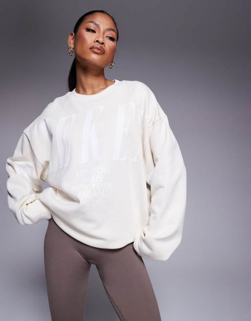 Weekend Collective - Felpa oversize color crema con logo
