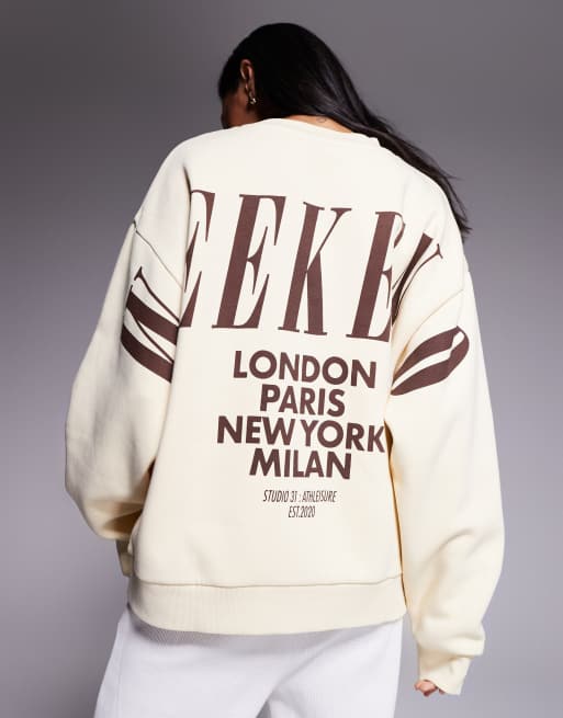 Weekend Collective - Felpa oversize color latticello con logo sul retro, 2 di 4