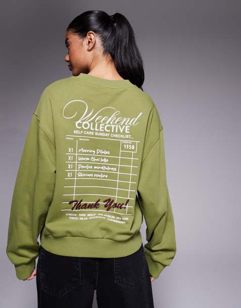 Weekend Collective - Felpa verde con grafica Cheque - view 1