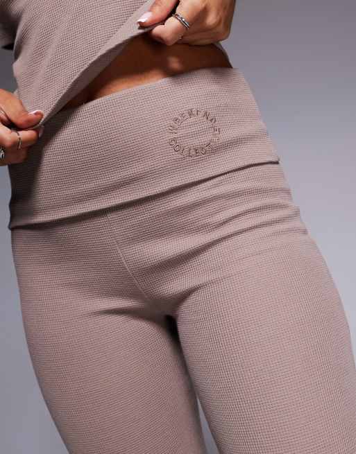 Weekend Collective flared pants in mocha waffle knit
