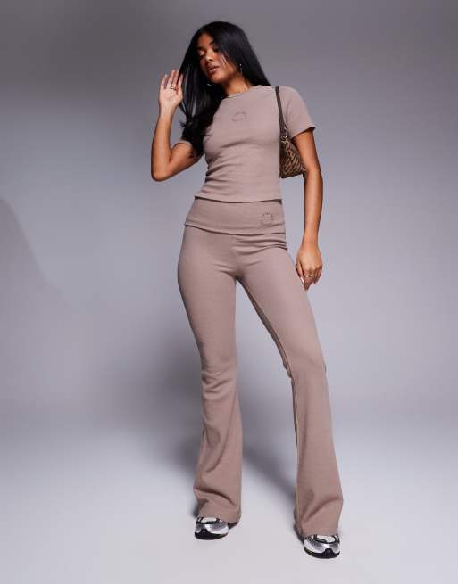 Weekend Collective flared pants in mocha waffle