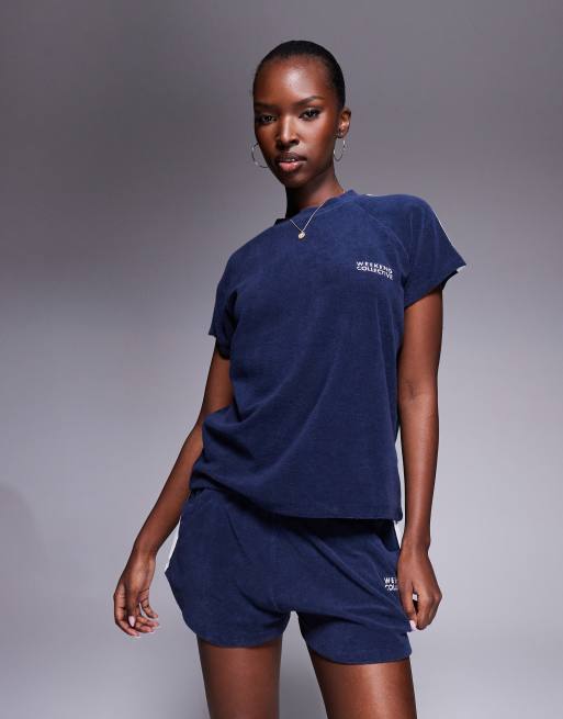 Weekend Collective – Frottee-Shorts in Marineblau, Kombiteil, 4 von 5