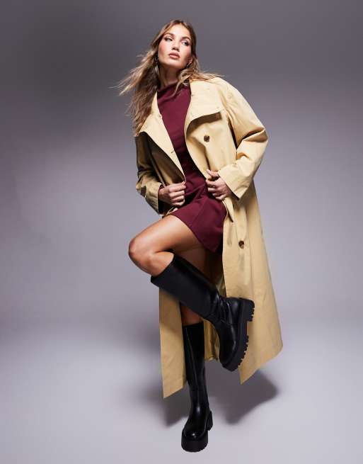 Camel funnel neck coat clearance