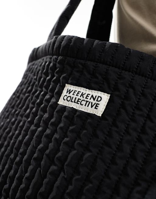 Weekend Collective - Gewatteerde doorgestikte tote tas in zwart, 2 van 4