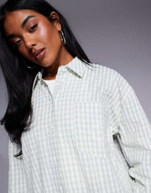 Weekend Collective gingham woven shirt in pastel green - part of a set, 3 of 4