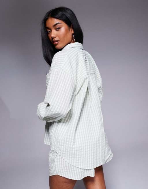 Weekend Collective gingham woven shirt in pastel green - part of a set, 4 of 4