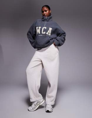 Asos Weekend Collective Weekend Collective Half Zip Cropped Fleece In Gray