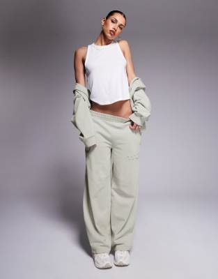 ASOS Weekend Collective Weekend Collective heavyweight barrel leg jogger co-ord in washed sage green