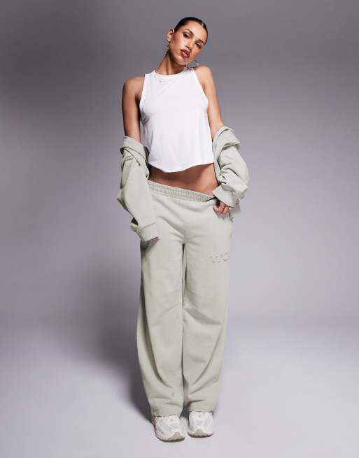 Weekend Collective heavyweight barrel leg trackies in washed sage green (part of a set)