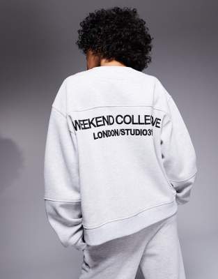 Weekend Collective heavyweight cardigan with logo embroidery in ice heather - part of a set-Gray