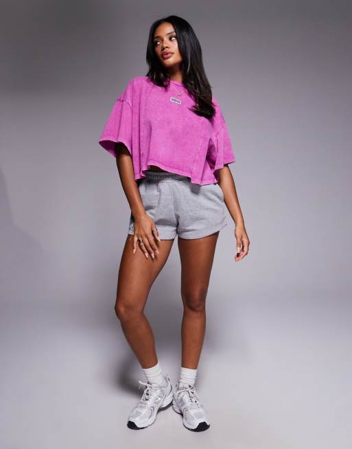 Weekend Collective heavyweight short sleeve top in acid wash pink, 3 of 4