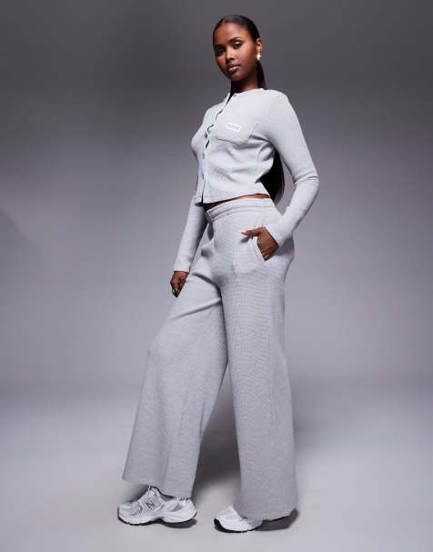 Weekend Collective heavyweight waffle trackies in grey marl - view 1