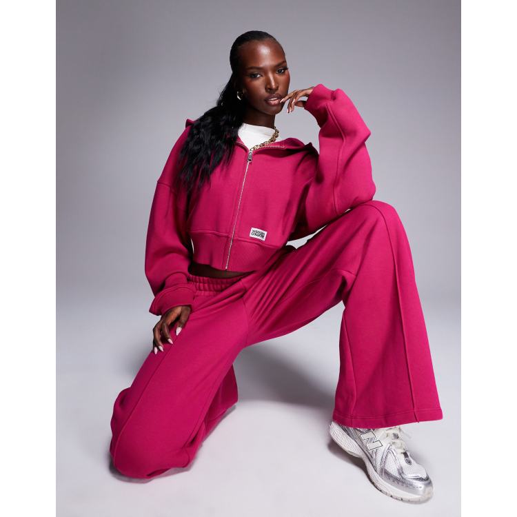 Weekend Collective heavyweight zip up hoodie with woven