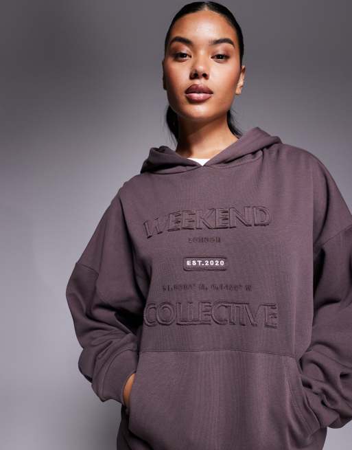 Weekend Collective - Hoodie met logo-applicatie in chocoladebruin, 2 van 4