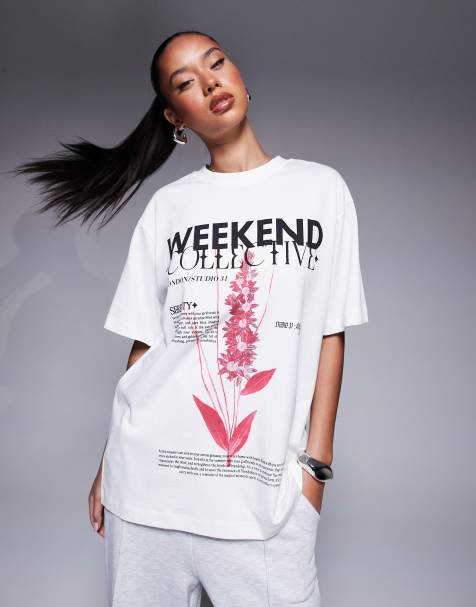Weekend Collective - Hvid T-shirt med blomstergrafik - view 1