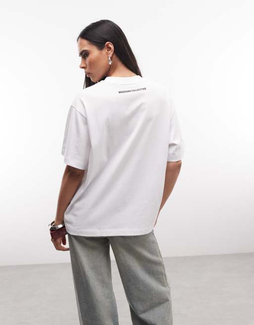 Weekend Collective Ibiza slogan oversized t-shirt in white, 3 of 4