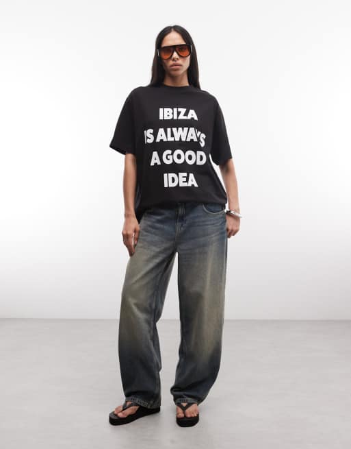 Weekend Collective – Ibiza – Svart t-shirt i oversized fit med texttryck, 2 av 4