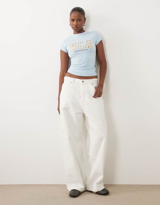 Weekend Collective Icon baby tee with WCA graphic in baby blue, 2 of 4