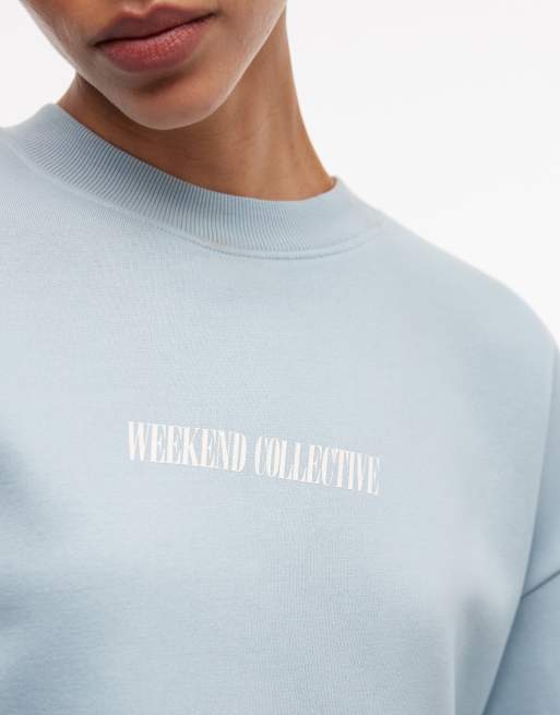 Weekend Collective - Icon - Felpa blu crepuscolare con logo sovrapposto, 4 di 4