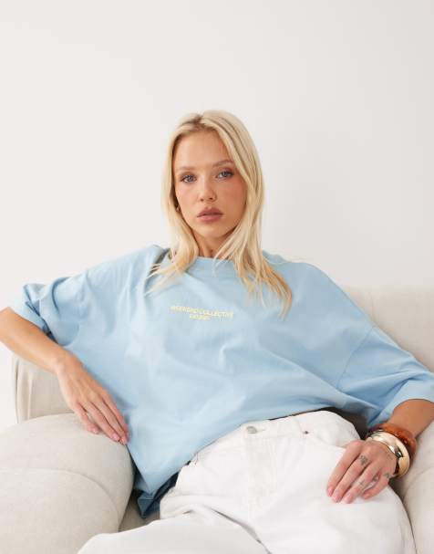 Weekend Collective Icon oversize t-shirt med grafiskt tryck i blått med gul tryck - view 1