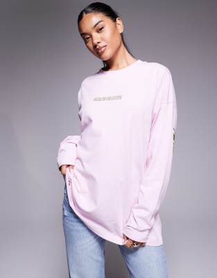 Asos Weekend Collective Weekend Collective Icon Oversized Long Sleeve T-shirt With Stacked Back Logo In Animal Print