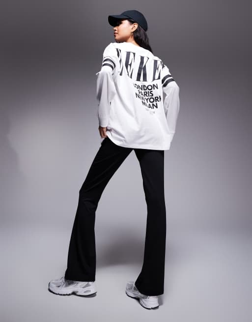 Weekend Collective oversized long sleeve t-shirt with stacked back logo in white