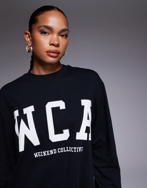 Weekend Collective Icon oversized long sleeve t-shirt with WCA graphic in black, 4 of 4