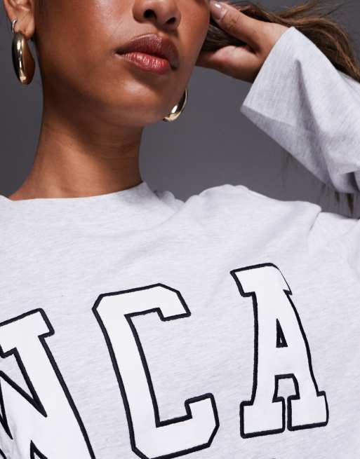 Weekend Collective Icon oversized long sleeve t-shirt with WCA graphic in heather gray, 3 of 4
